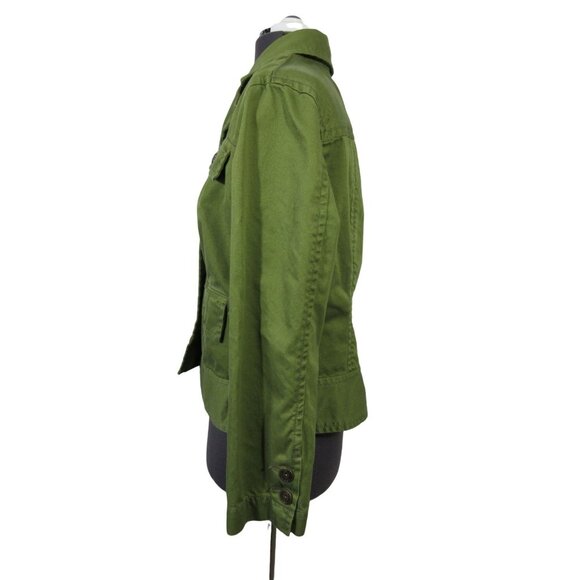 Chico's women's green cotton‎ twill military style utility jacket M - Picture 2 of 10